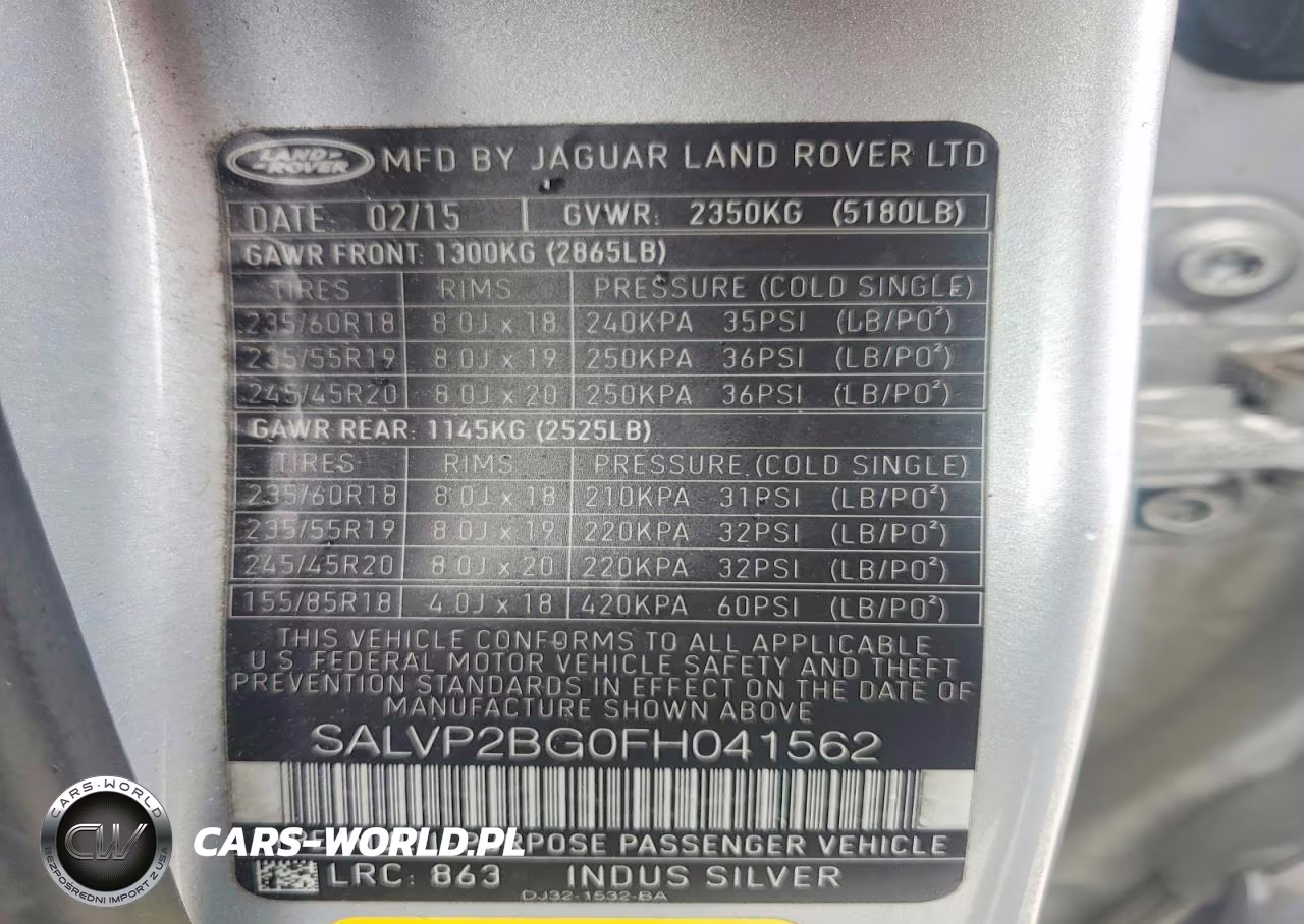 2015 Land Rover Range Rover Evoque Pure Plus VIN:SALVP2BG0FH041562 - 13
