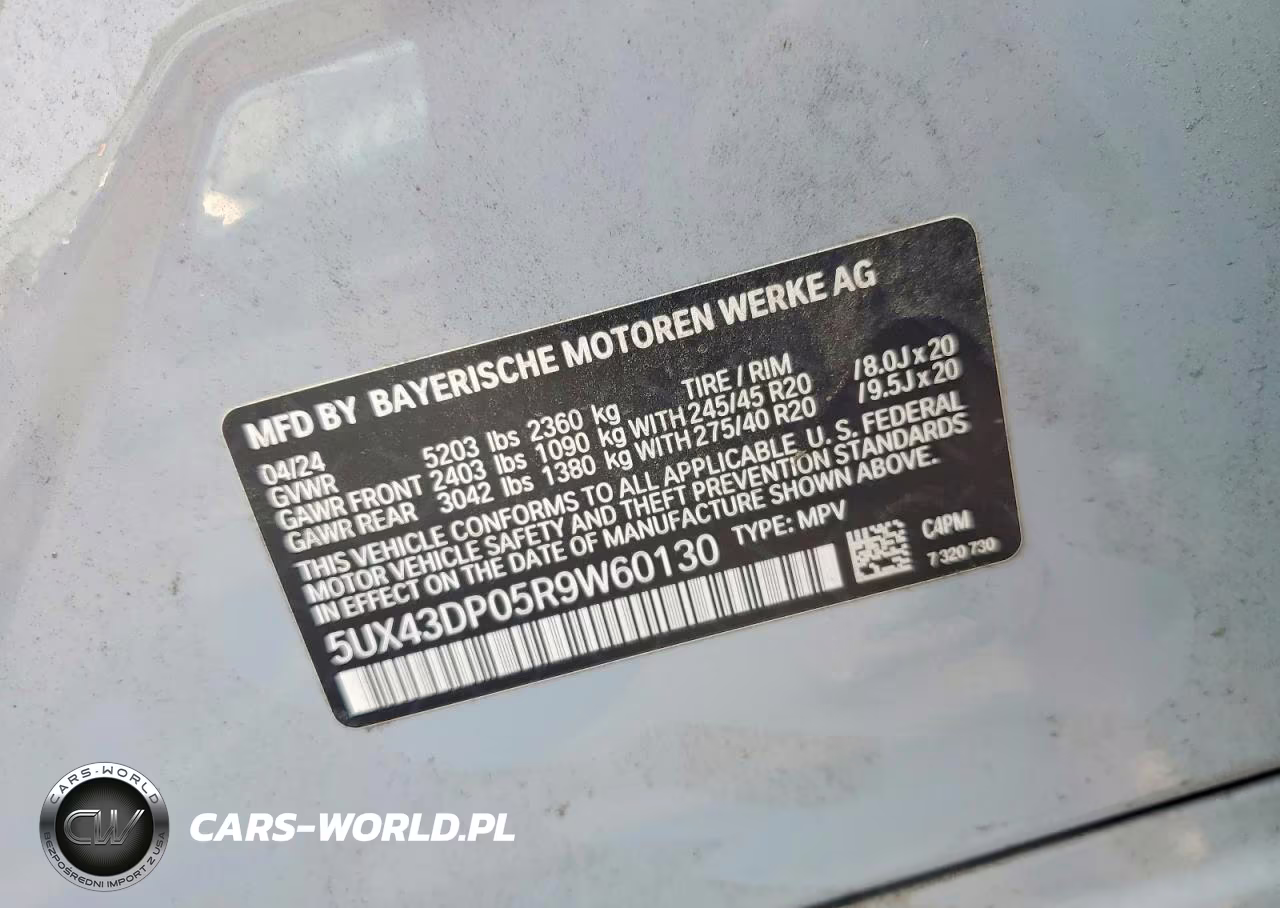 2024 BMW X3 Sdrive30I VIN:5UX43DP05R9W60130 - 12