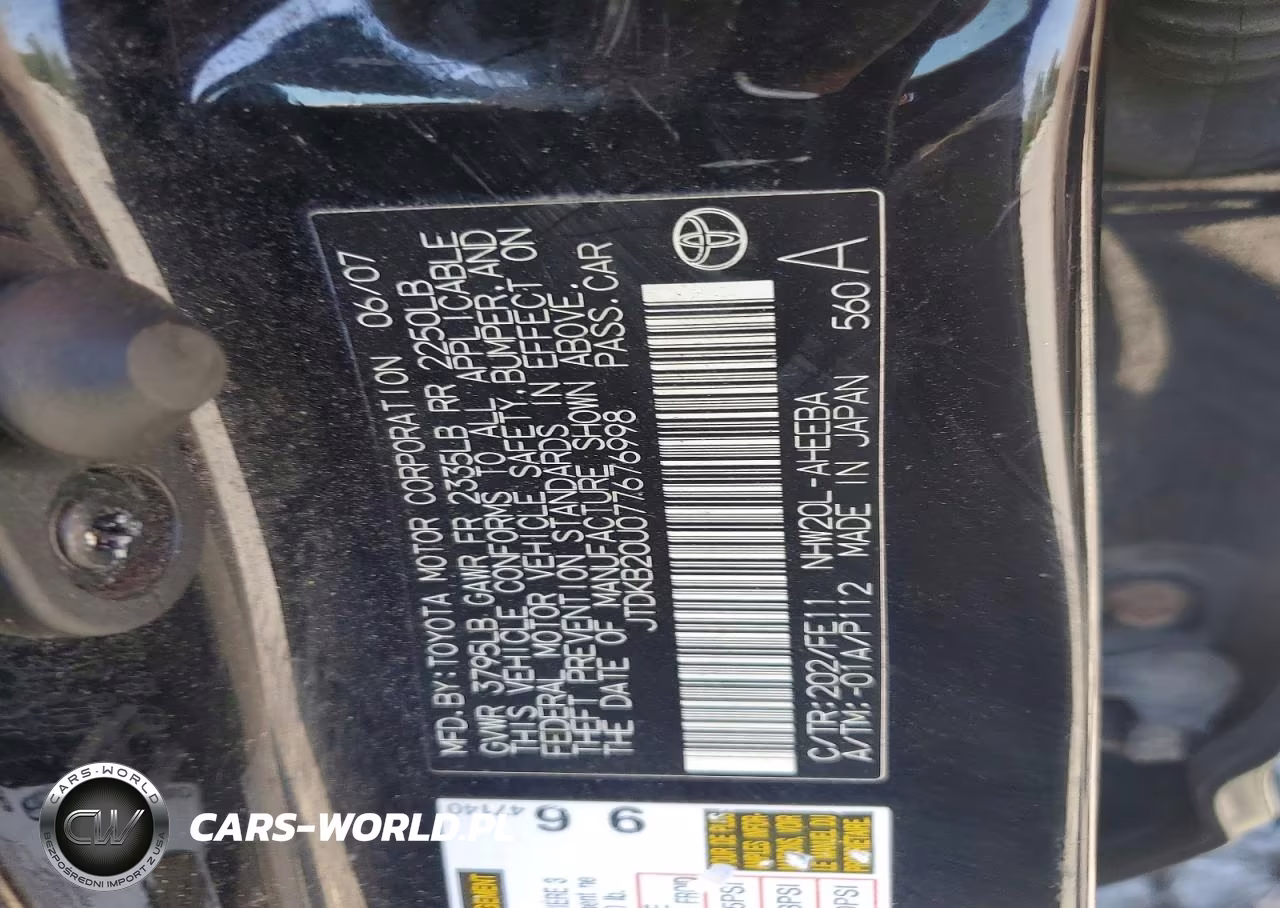 2007 Toyota Prius Touring VIN:JTDKB20U077676998 - 12