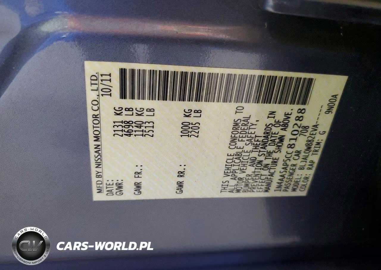 2012 Nissan Maxima 3.5 S VIN:1N4AA5AP5CC810288 - 12