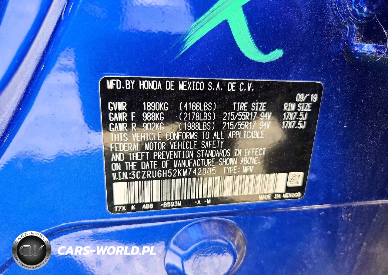 2019 Honda Hr-V Ex VIN:3CZRU6H52KM742005 - 12