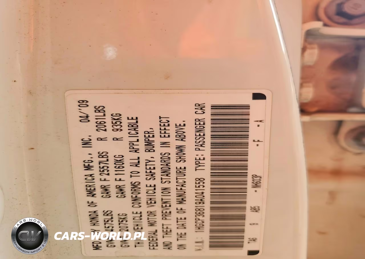 2009 Honda Accord Exl VIN:1HGCP36819A041558 - 12