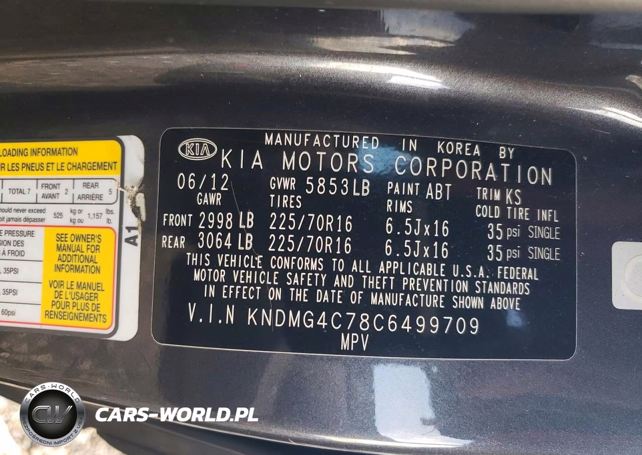 2012 Kia Sedona Lx VIN:KNDMG4C78C6499709 - 13