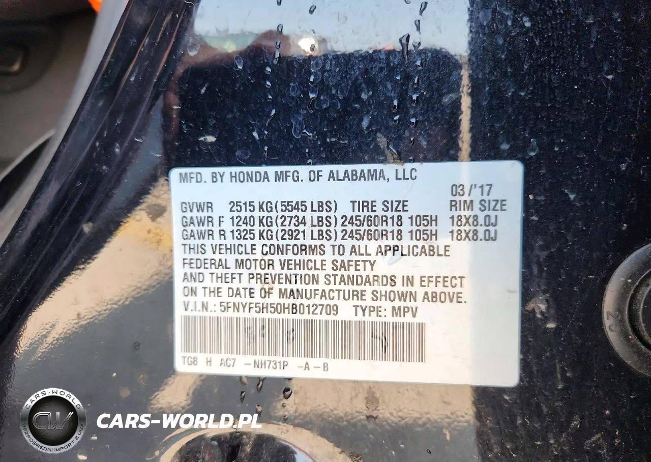 2017 Honda Pilot Exl VIN:5FNYF5H50HB012709 - 14