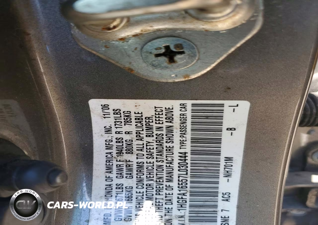 2007 Honda Civic Lx VIN:1HGFA16557L030444 - 12