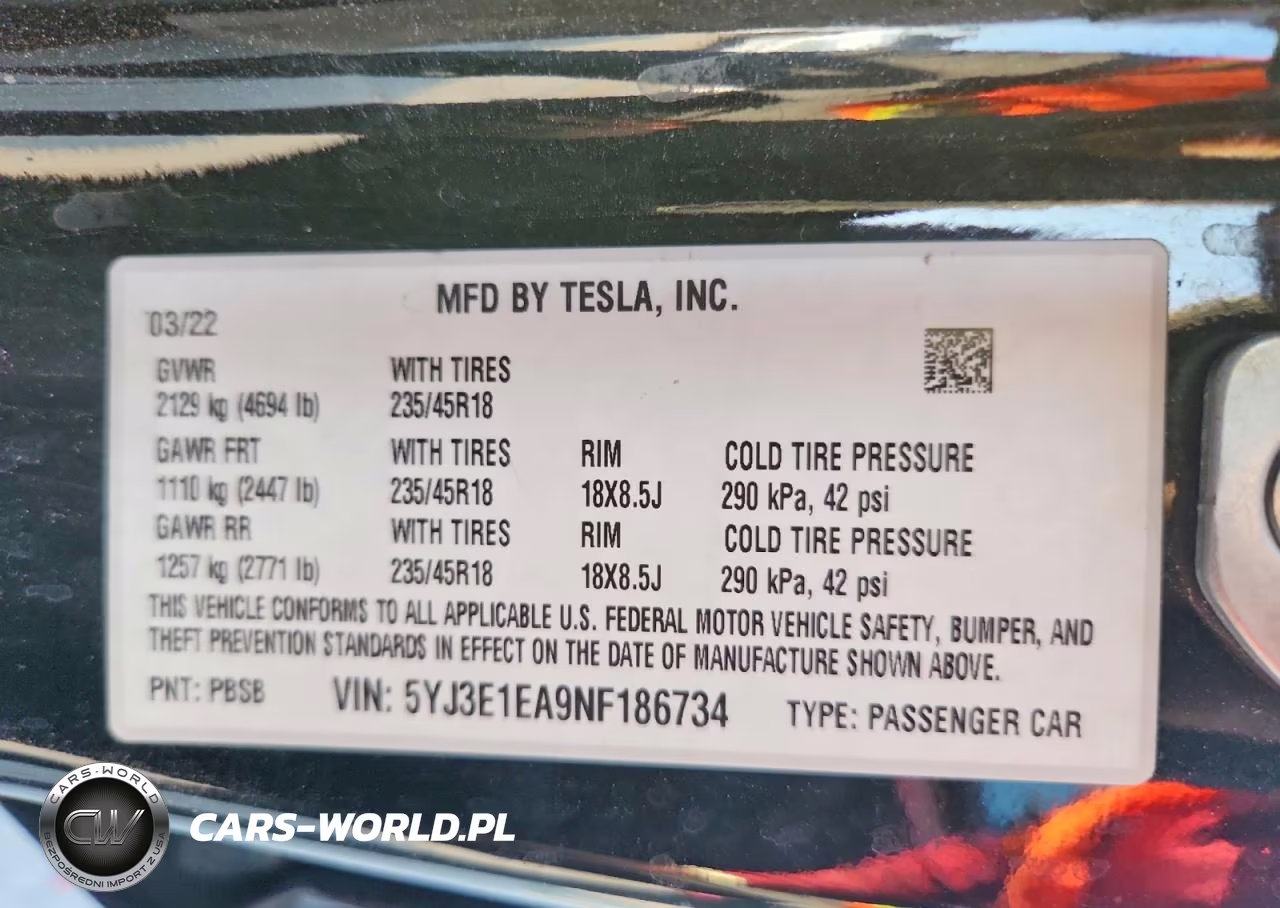 2022 Tesla Model 3 VIN:5YJ3E1EA9NF186734 - 14