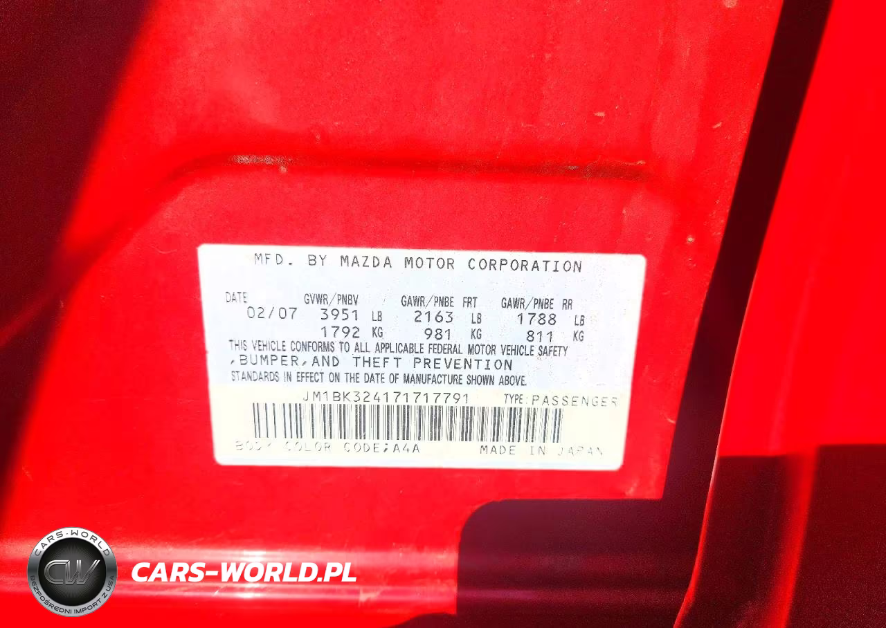 2007 Mazda 3 S VIN:JM1BK324171717791 - 12