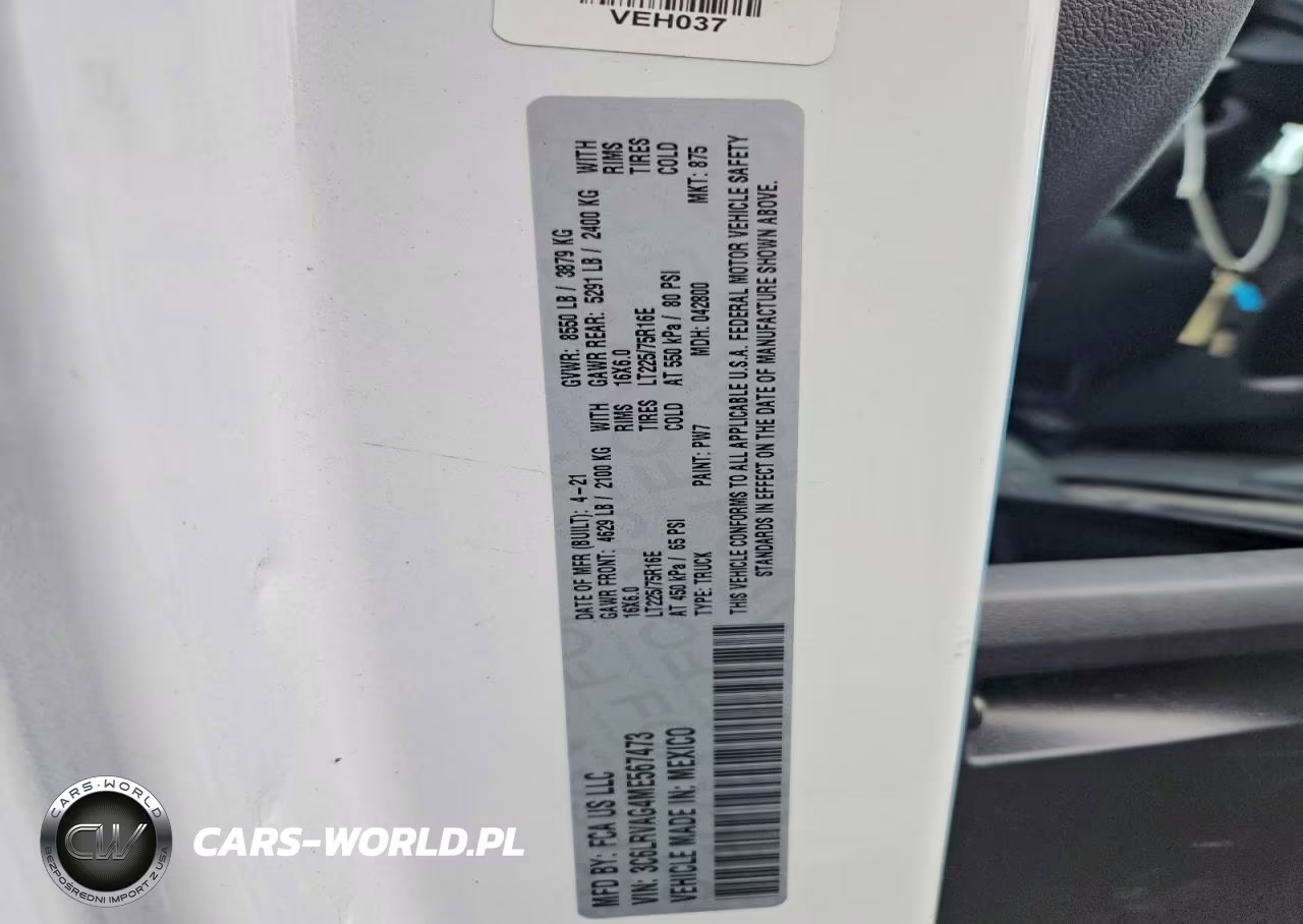 2021 Ram Promaster 1500 Delivery Van VIN:3C6LRVAG4ME567473 - 14