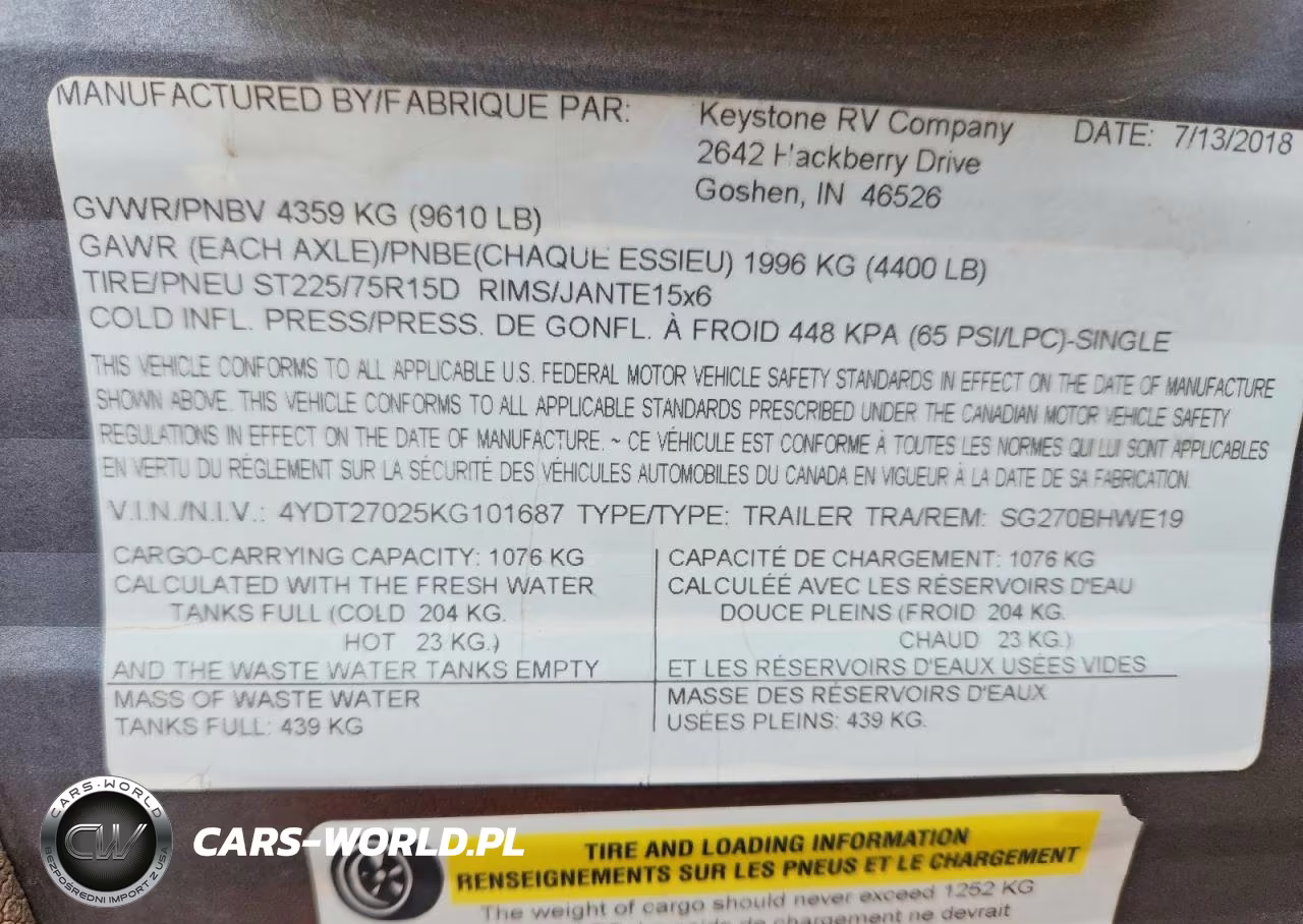 2019 Keystone Everst Se Recreational Vehicle (Rv) VIN:4YDT27025KG101687 - 10