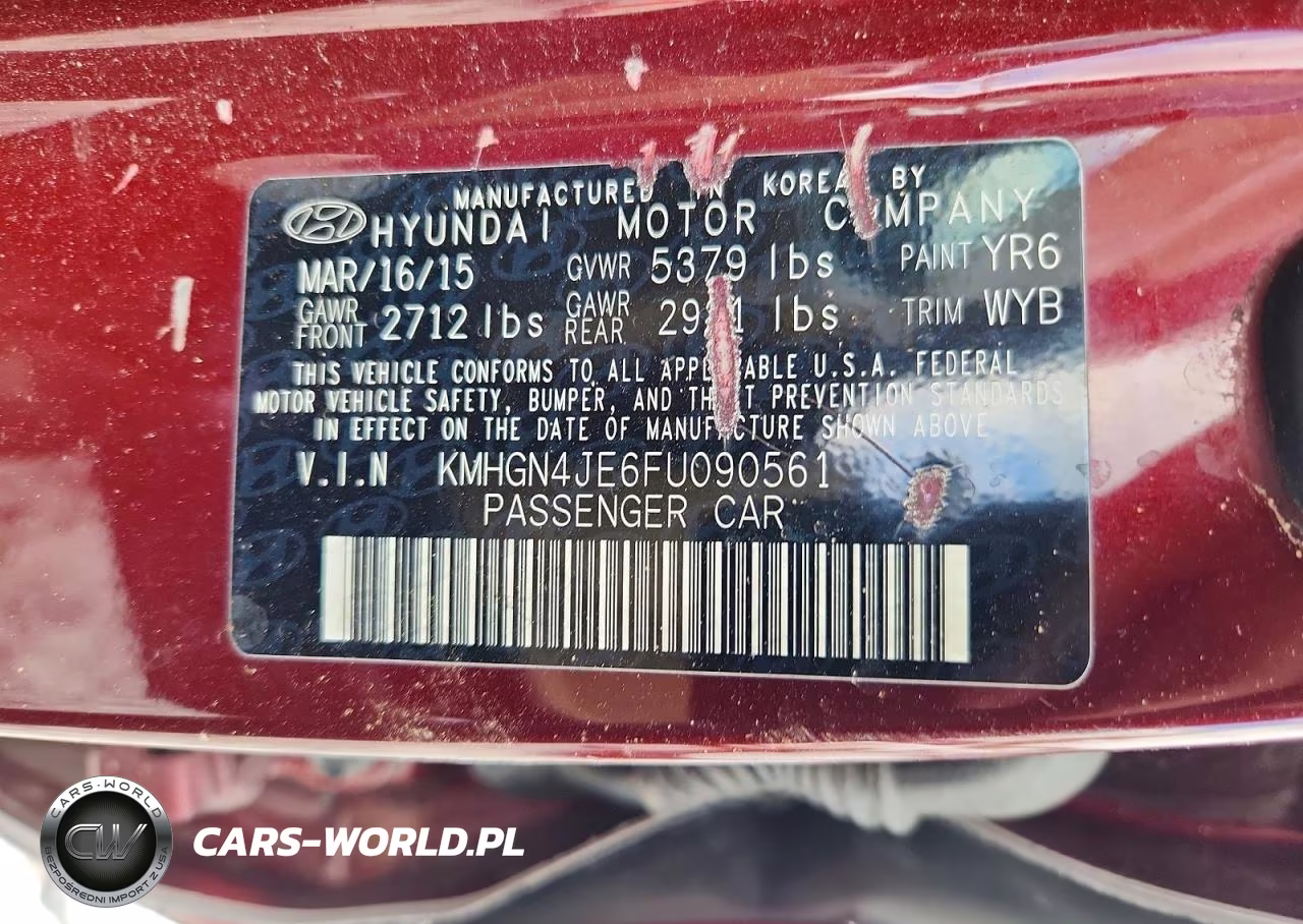2015 Hyundai Genesis 3.8L VIN:KMHGN4JE6FU090561 - 13