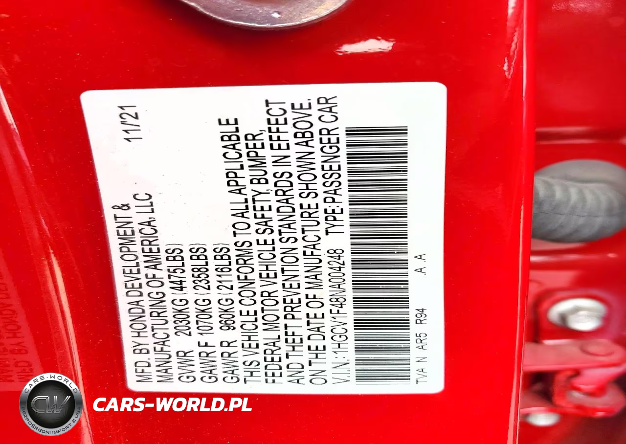 2022 Honda Accord Sport Se VIN:1HGCV1F48NA004248 - 13