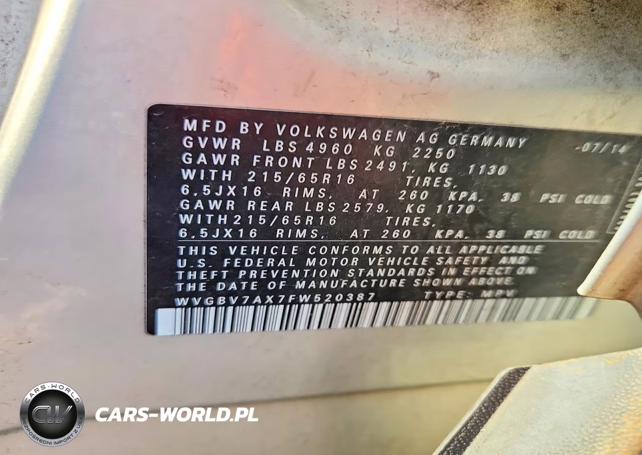 2015 Volkswagen Tiguan S VIN:WVGBV7AX7FW520387 - 13