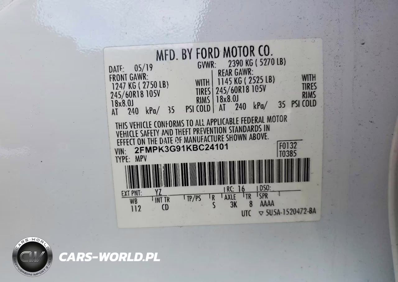 2019 Ford Edge Se VIN:2FMPK3G91KBC24101 - 13