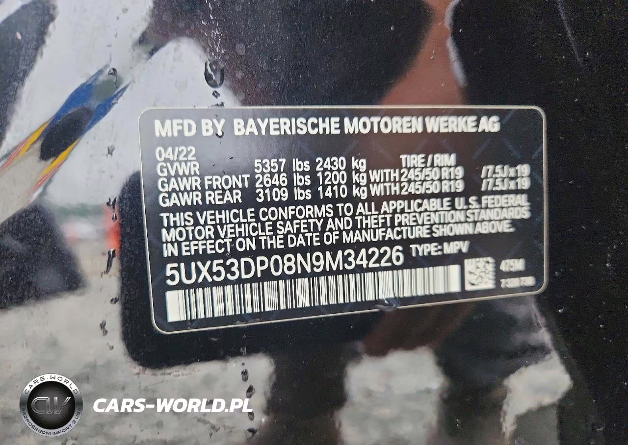 2022 BMW X3 xDrive30I VIN:5UX53DP08N9M34226 - 13