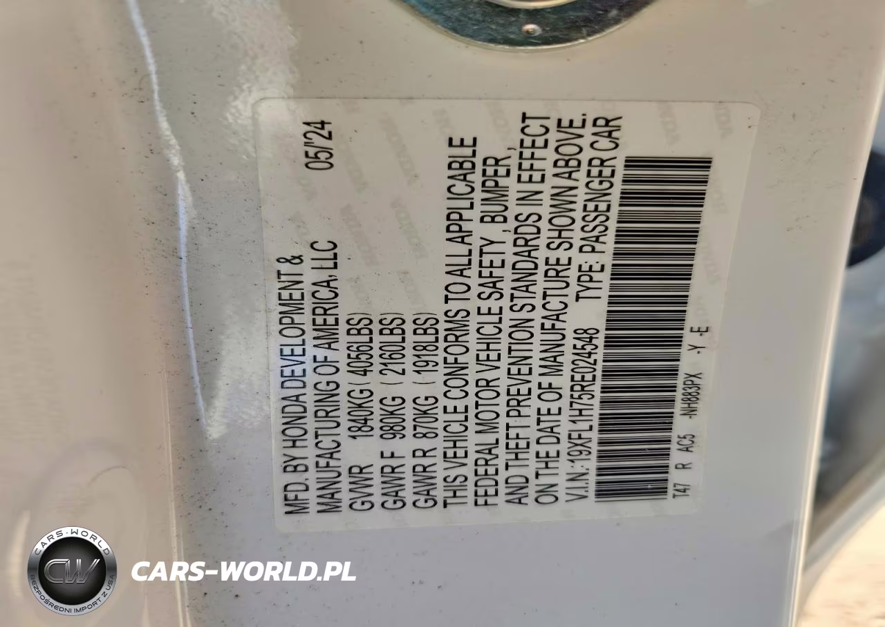 2024 Honda Civic VIN:19XFL1H75RE024548 - 12