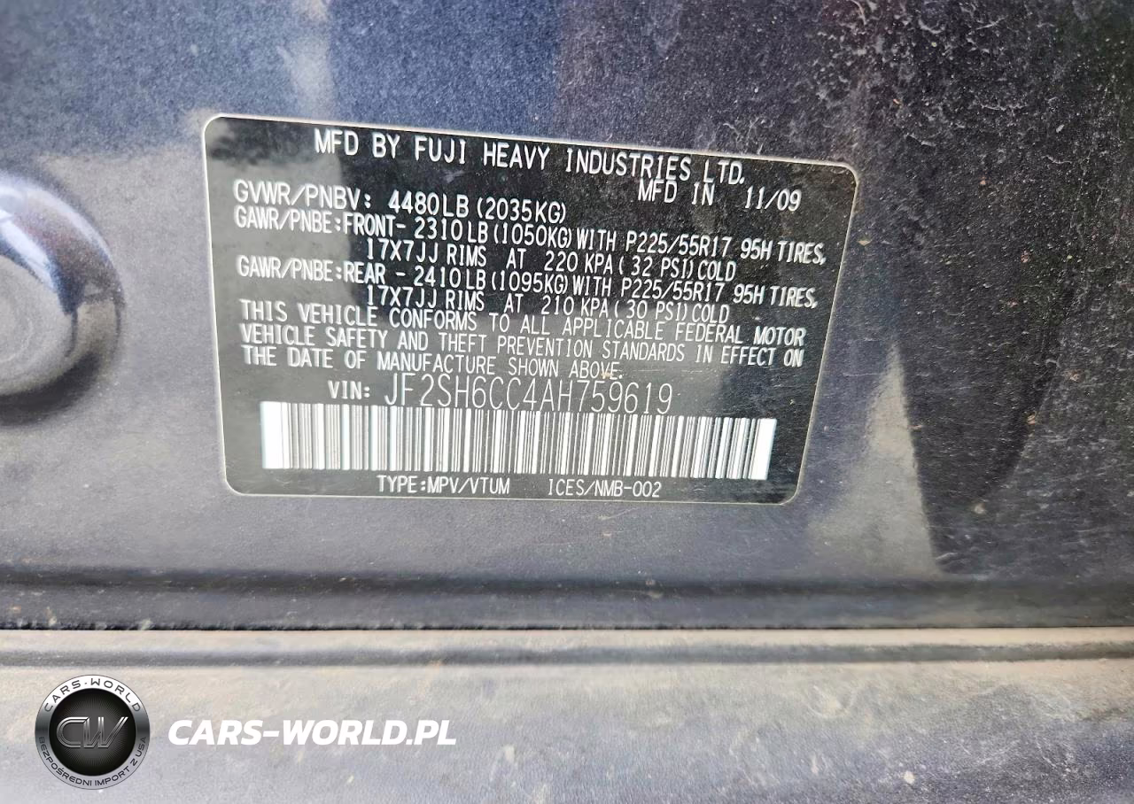 2010 Subaru Forester 2.5X Premium VIN:JF2SH6CC4AH759619 - 13