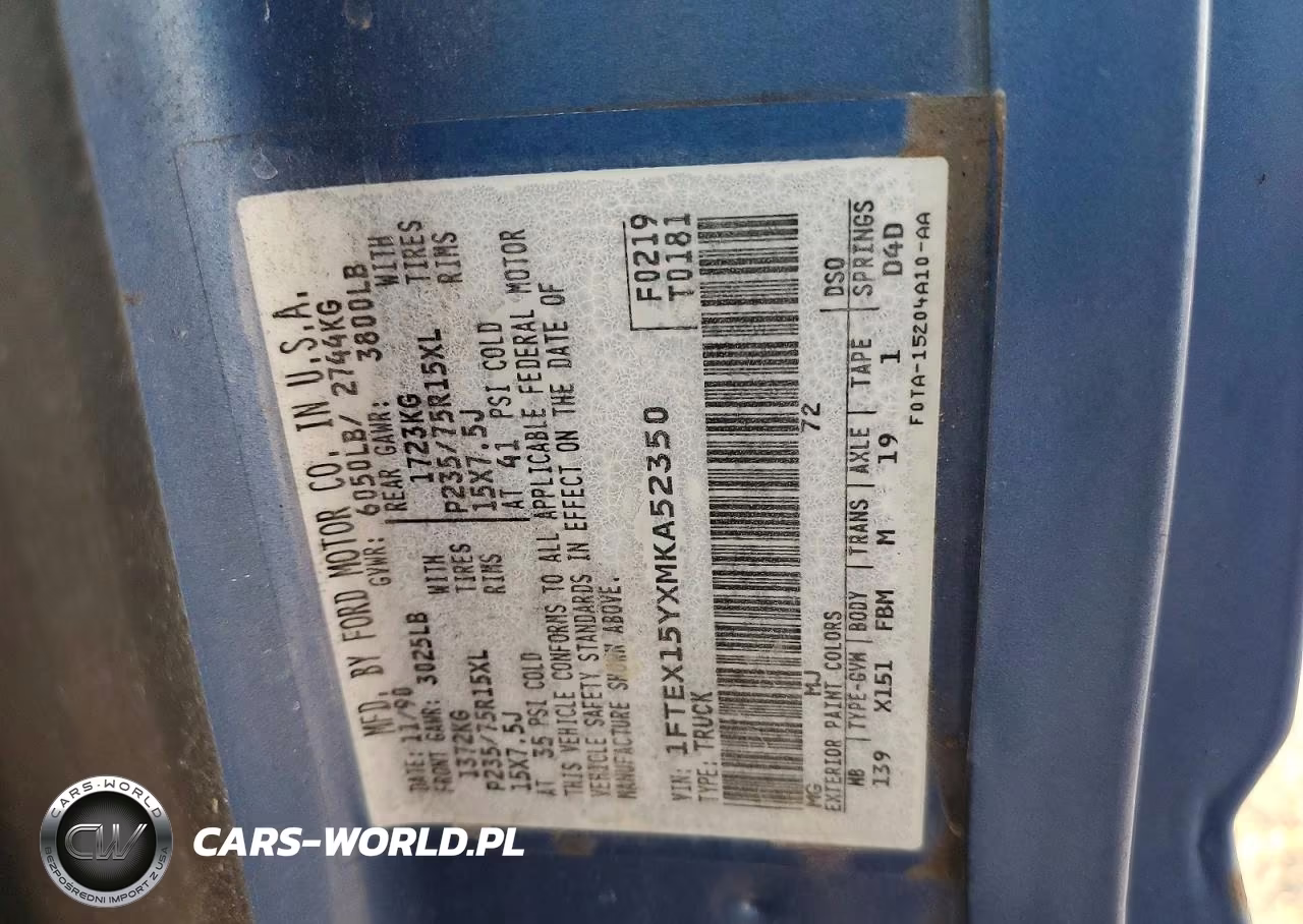 1991 Ford F150 VIN:1FTEX15YXMKA52350 - 12