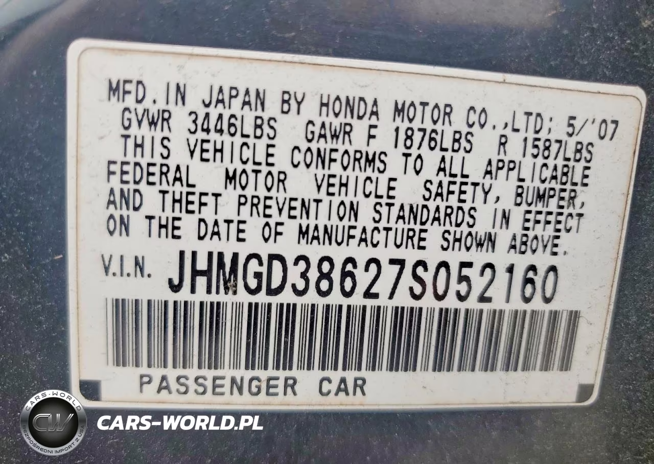 2007 Honda Fit S VIN:JHMGD38627S052160 - 13