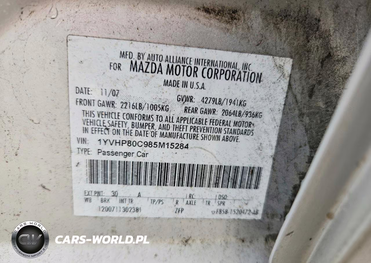 2008 Mazda 6 I VIN:1YVHP80C985M15284 - 12
