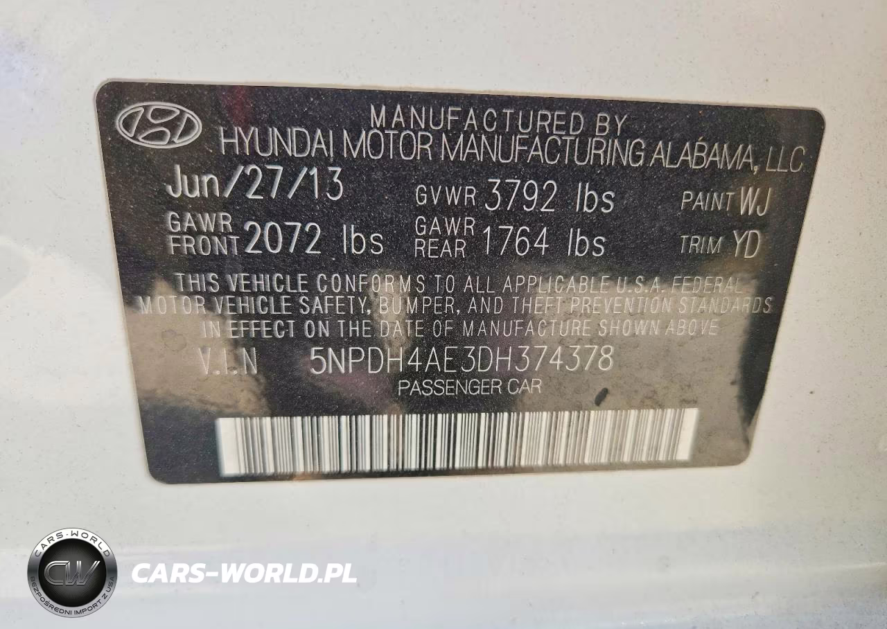 2013 Hyundai Elantra Gls VIN:5NPDH4AE3DH374378 - 12