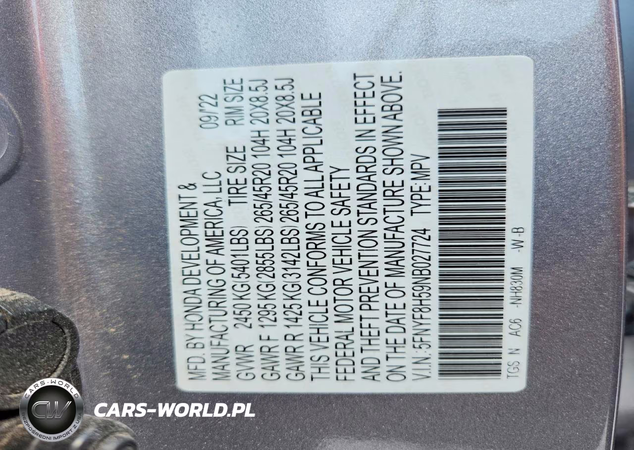 2022 Honda Passport Exl VIN:5FNYF8H59NB027724 - 13