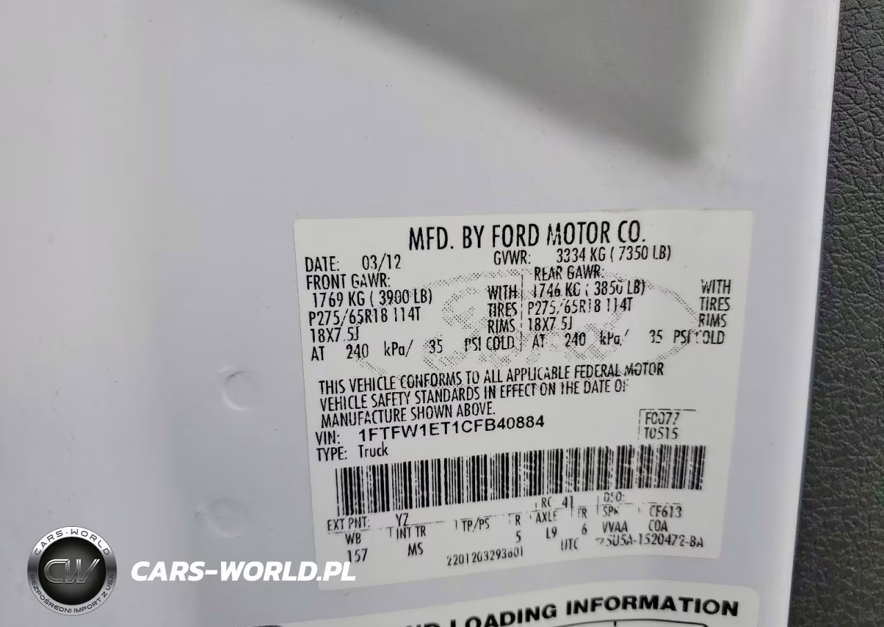 2012 Ford F150 Supercrew VIN:1FTFW1ET1CFB40884 - 12