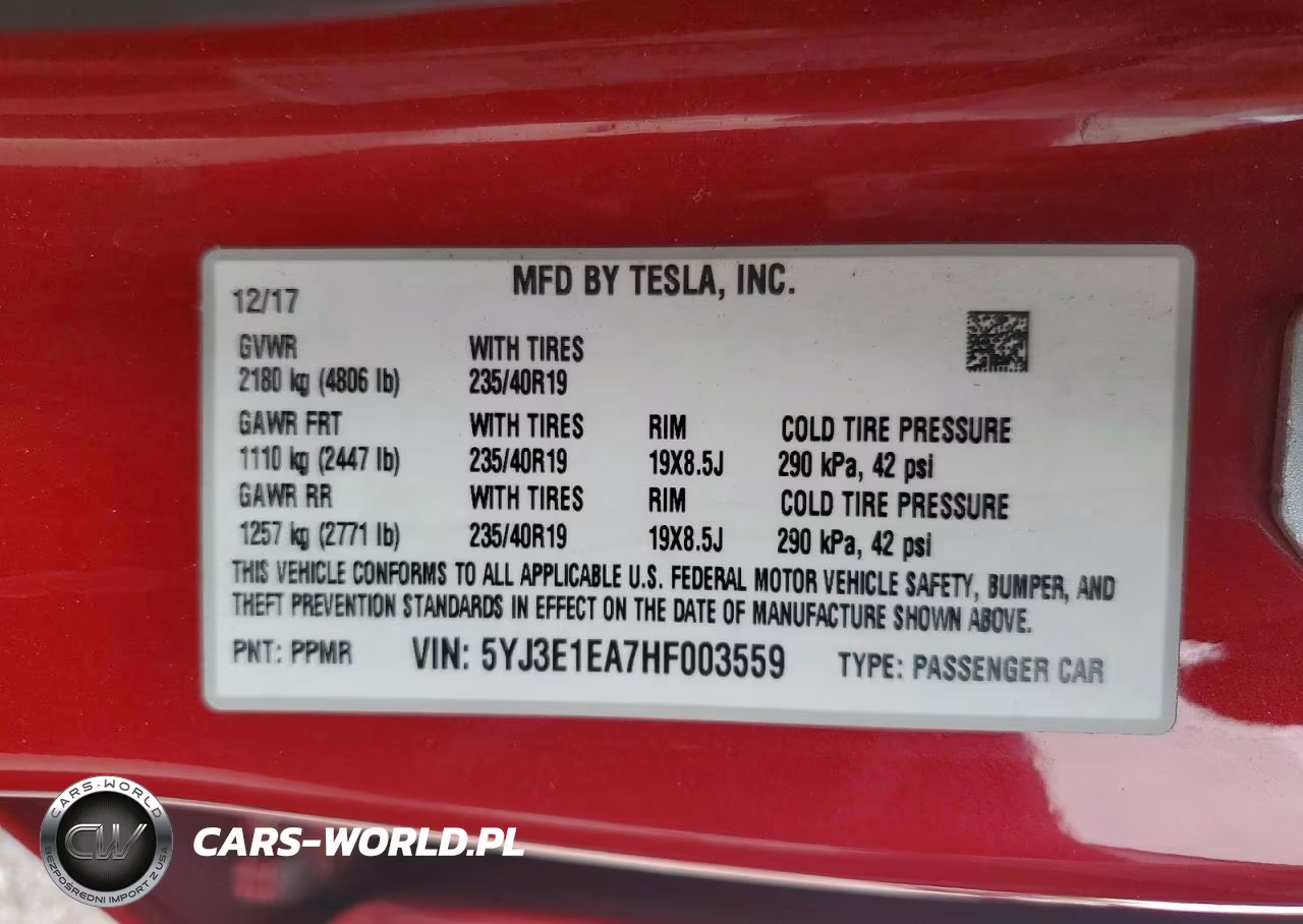 2017 Tesla Model 3 VIN:5YJ3E1EA7HF003559 - 12