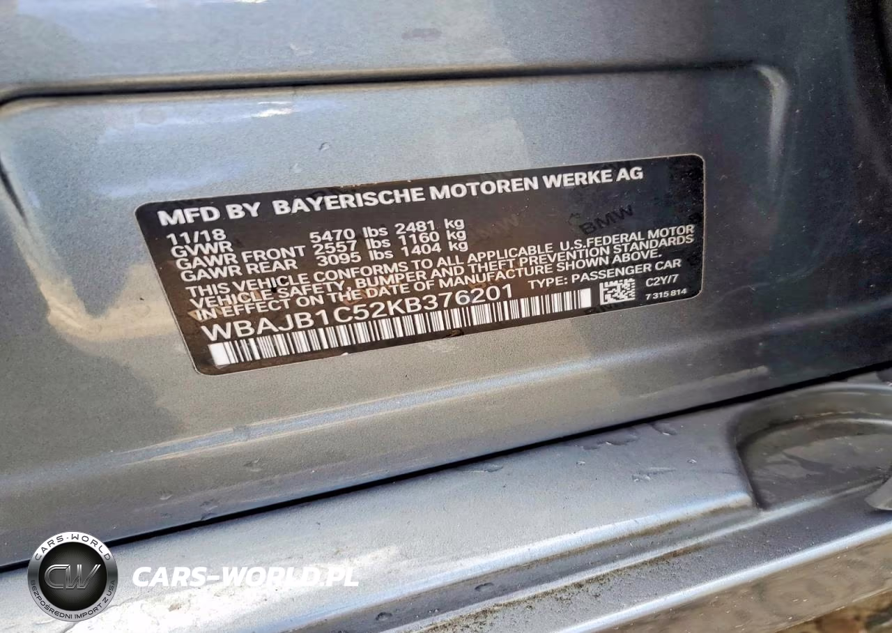 2019 BMW 530Xe VIN:WBAJB1C52KB376201 - 12