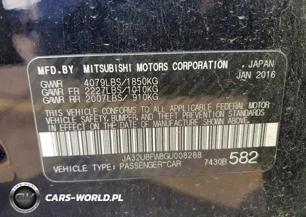 2016 Mitsubishi Lancer Gt VIN:JA32U8FW8GU008288 - 13