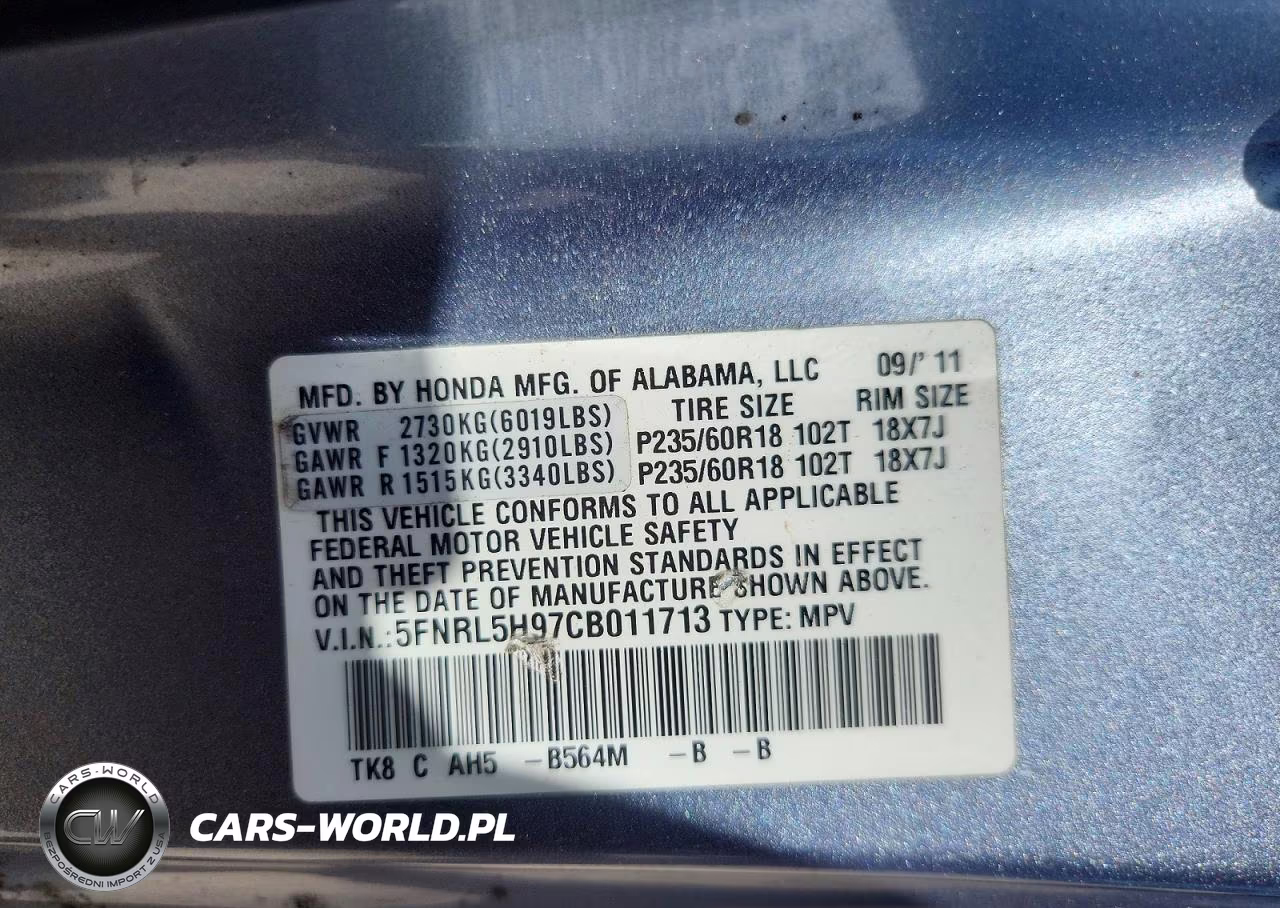 2012 Honda Odyssey Touring VIN:5FNRL5H97CB011713 - 14