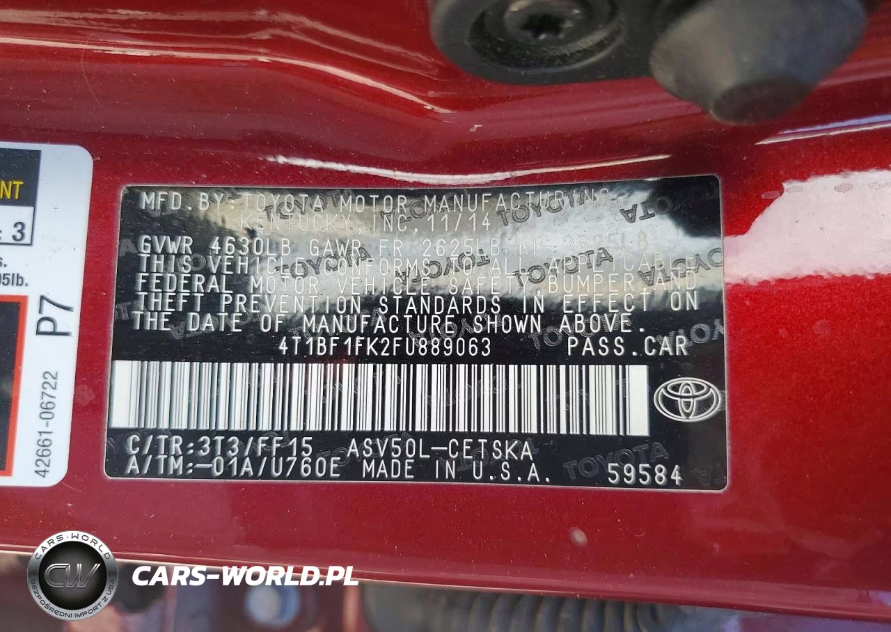 2015 Toyota Camry Se VIN:4T1BF1FK2FU889063 - 12