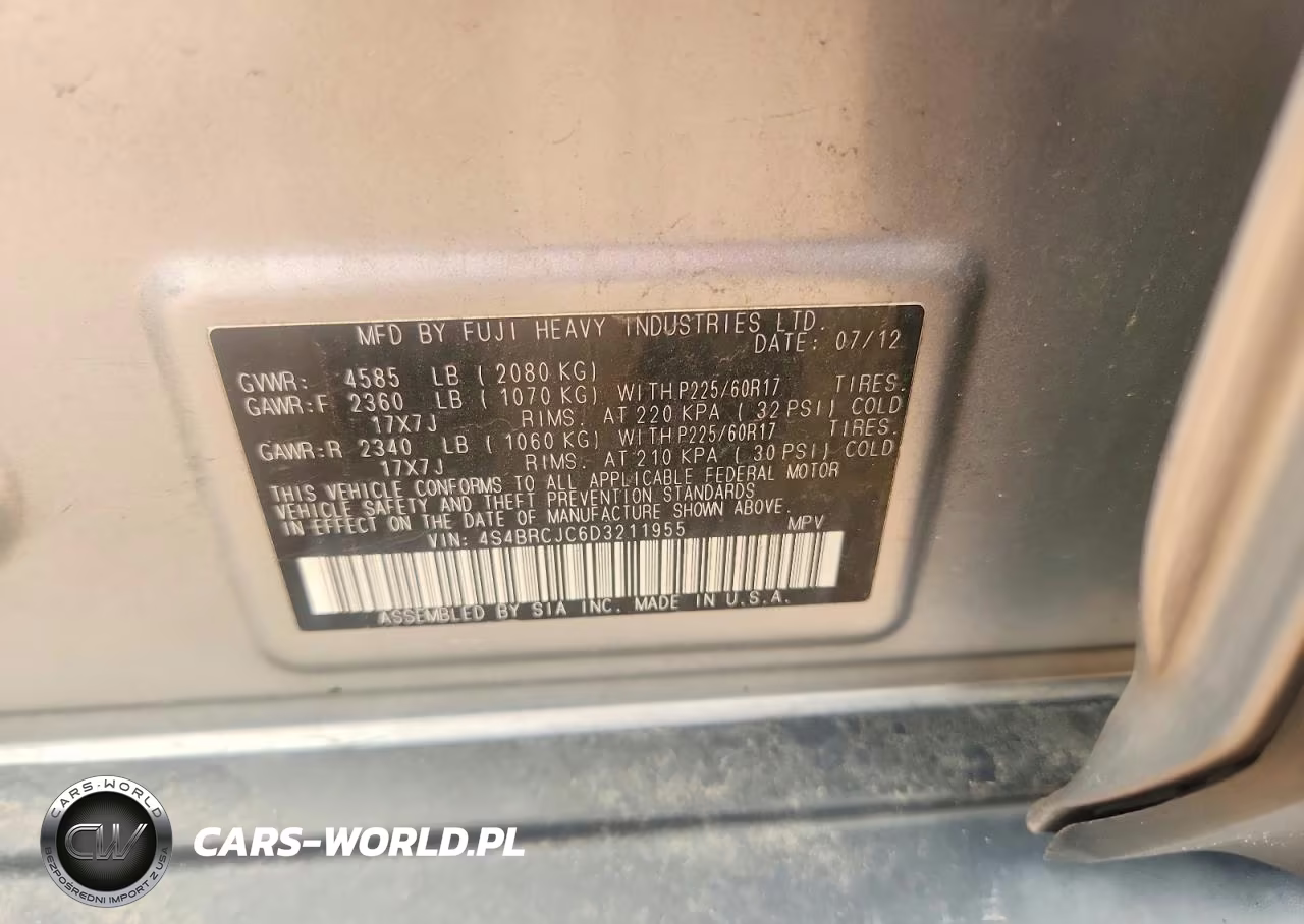 2013 Subaru Outback 2.5I Limited VIN:4S4BRCJC6D3211955 - 12