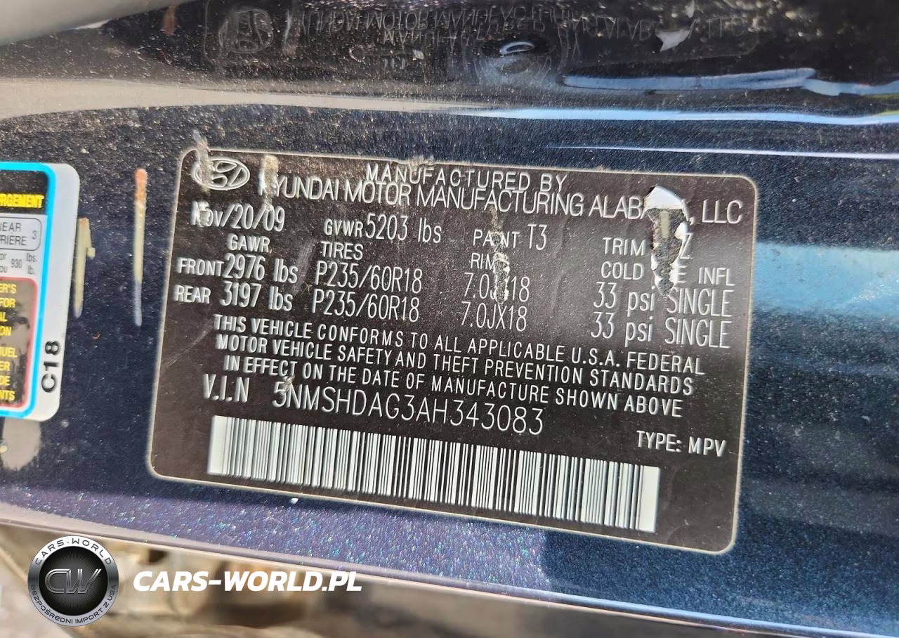 2010 Hyundai Santa Fe Se VIN:5NMSHDAG3AH343083 - 13