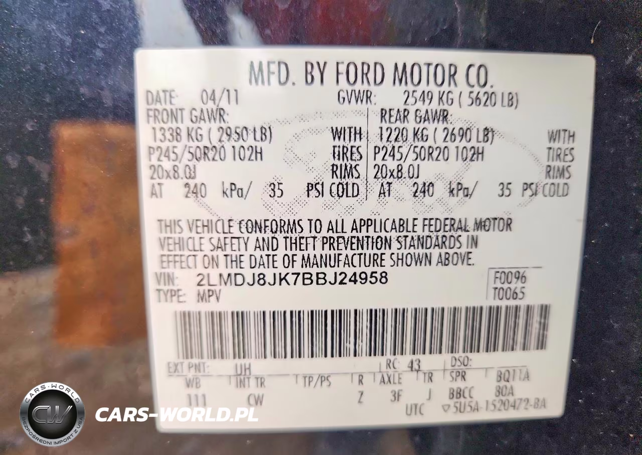 2011 Lincoln Mkx VIN:2LMDJ8JK7BBJ24958 - 13