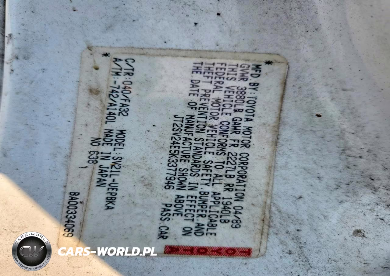 1989 Toyota Camry Base VIN:JT2SV24E5K3377946 - 12