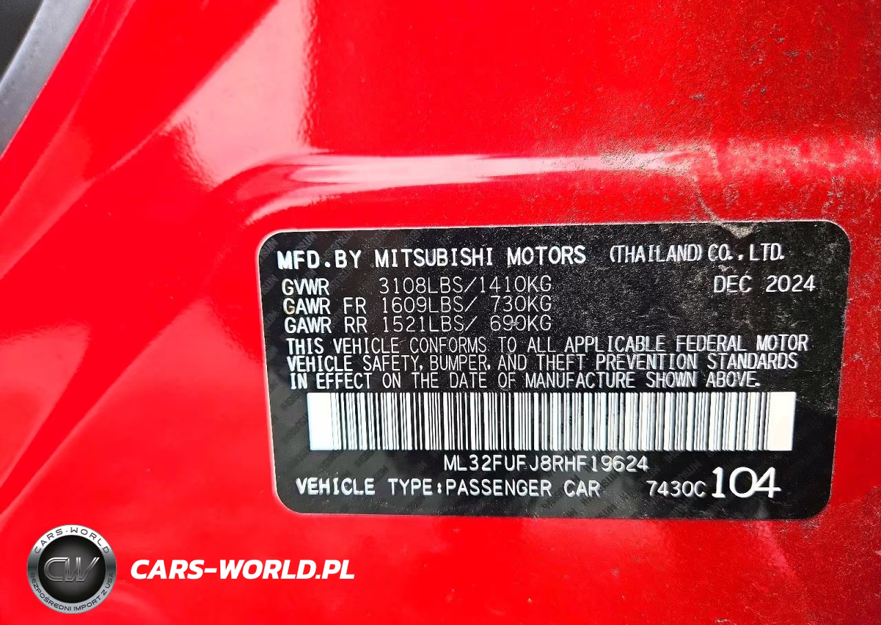 2024 Mitsubishi Mirage G4 Es VIN:ML32FUFJ8RHF19624 - 12