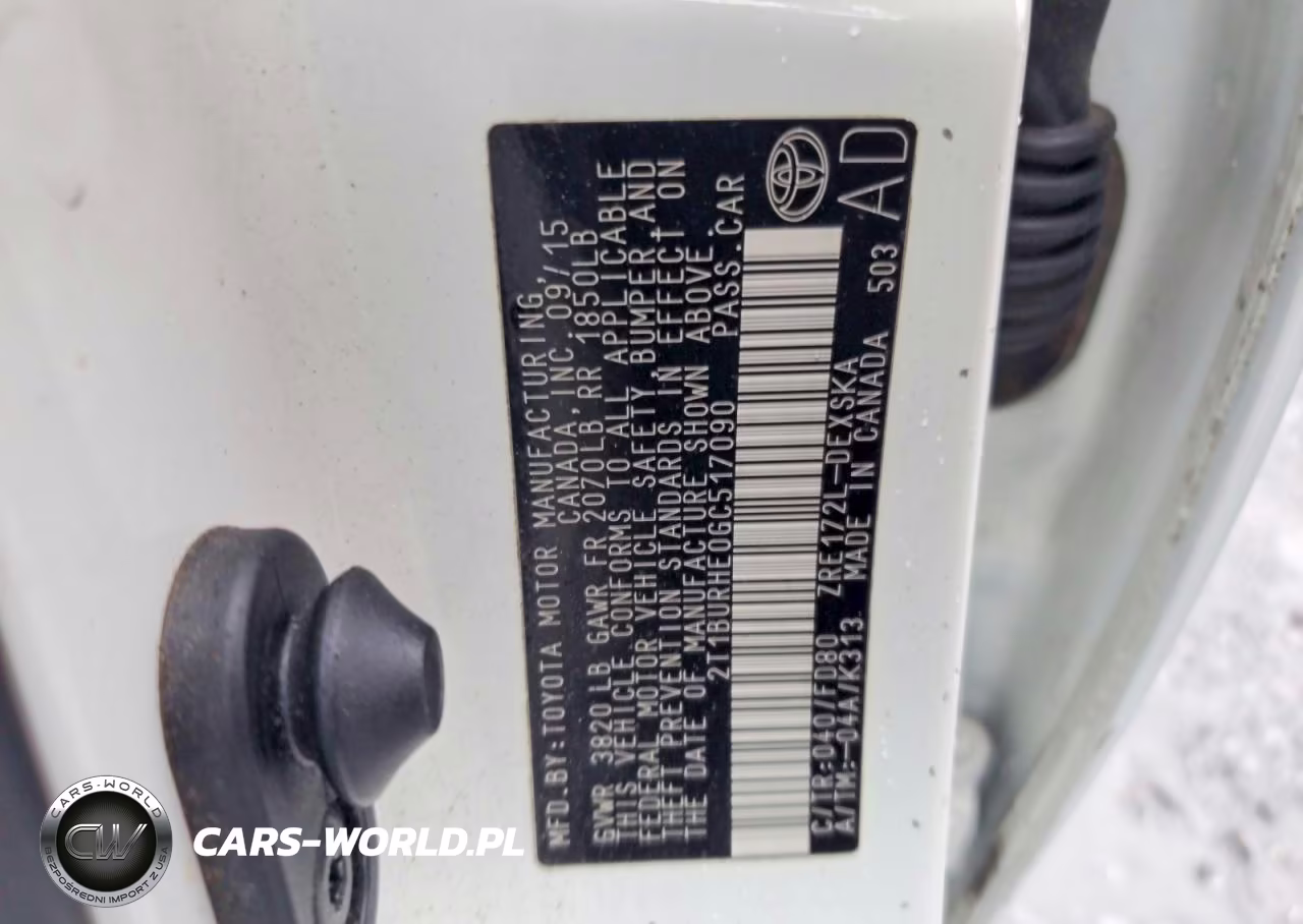 2016 Toyota Corolla S Plus VIN:2T1BURHE0GC517090 - 12