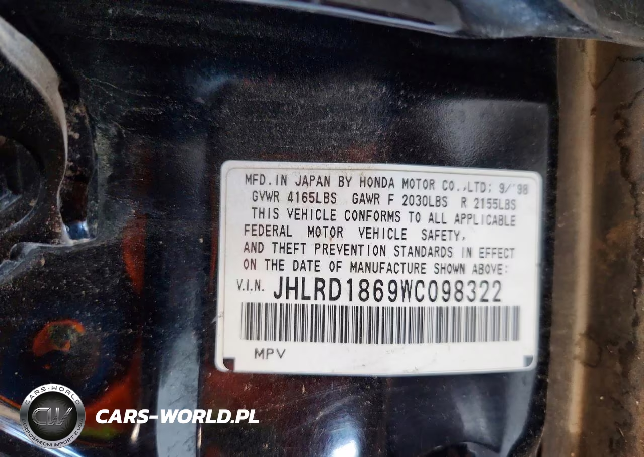 1998 Honda Cr-V Ex VIN:JHLRD1869WC098322 - 13