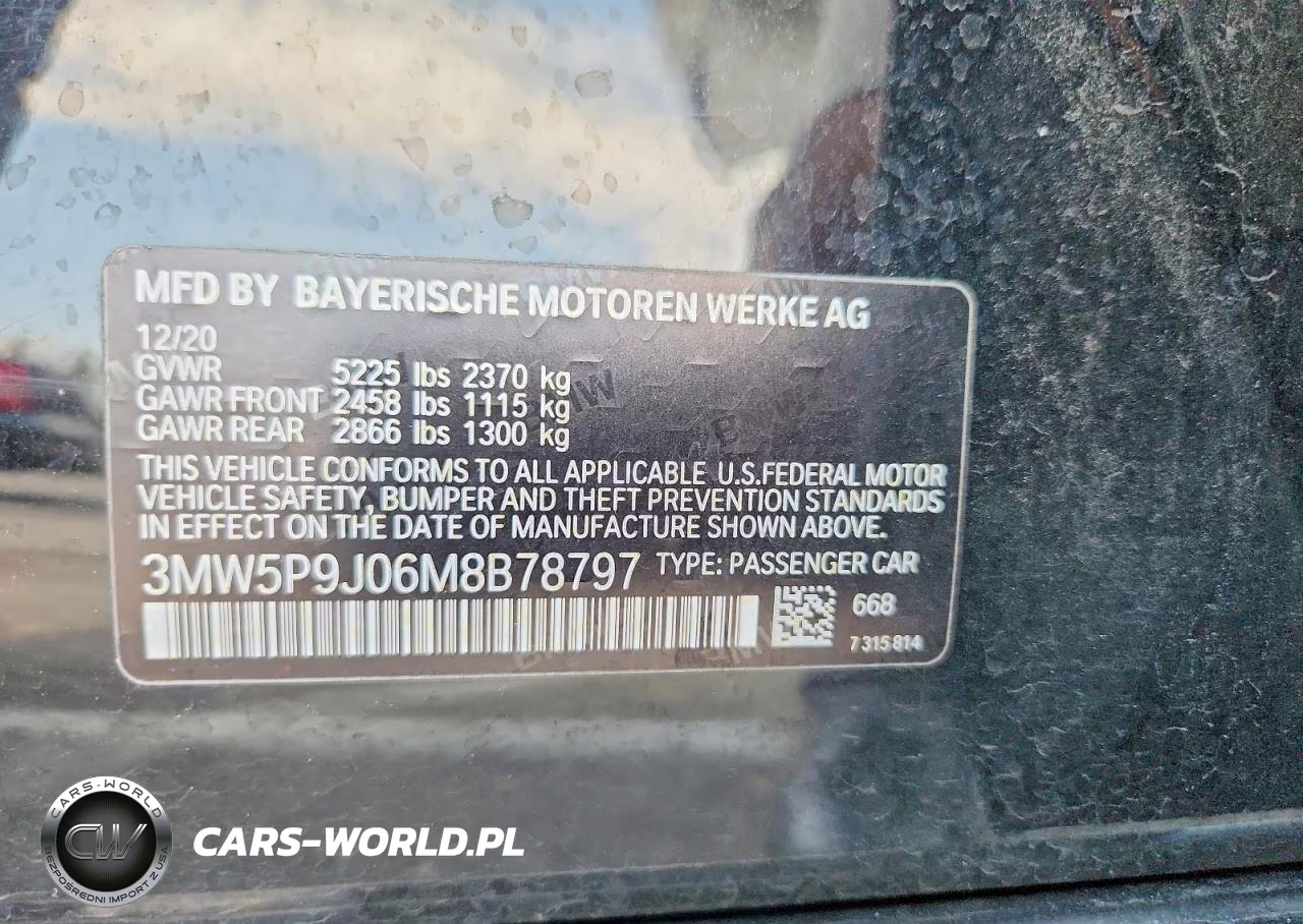 2021 BMW 330Xe VIN:3MW5P9J06M8B78797 - 12