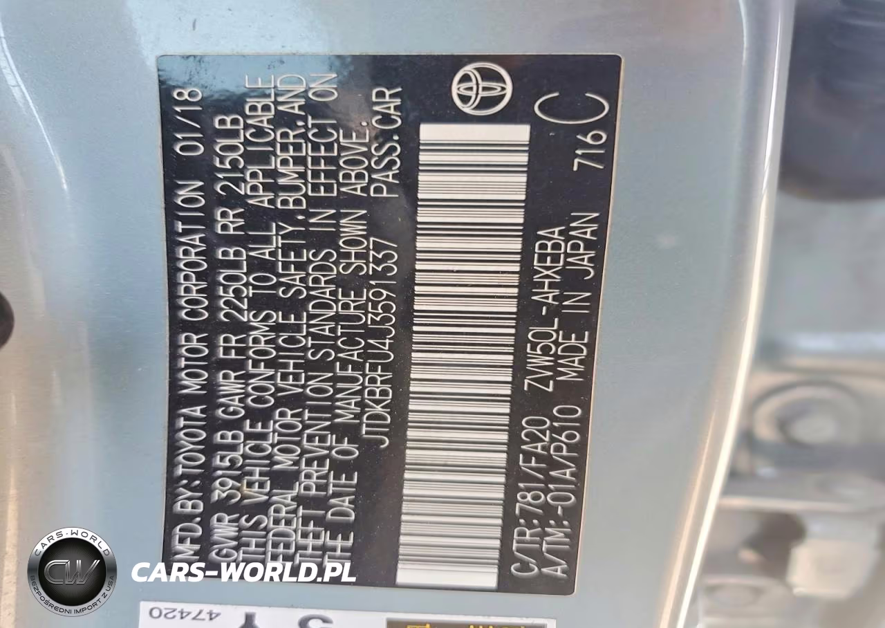 2018 Toyota Prius Two VIN:JTDKBRFU4J3591337 - 12