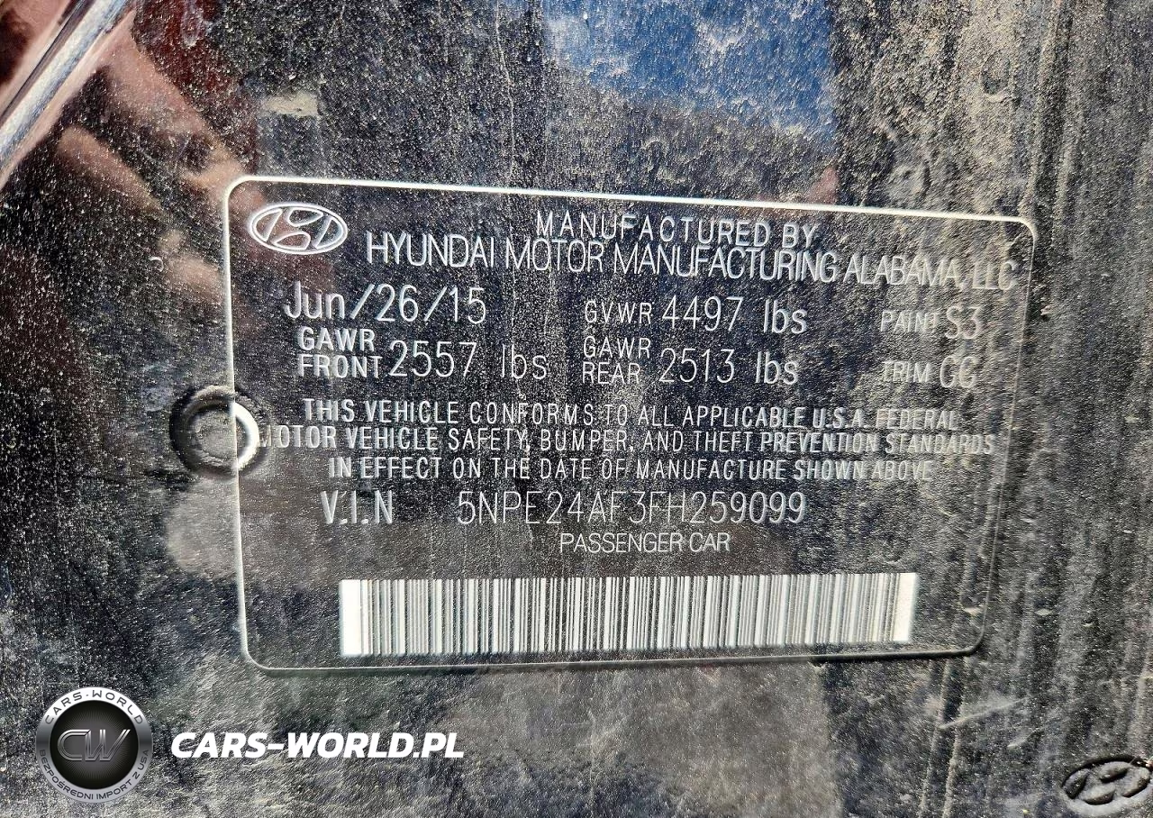 2015 Hyundai Sonata Se VIN:5NPE24AF3FH259099 - 12
