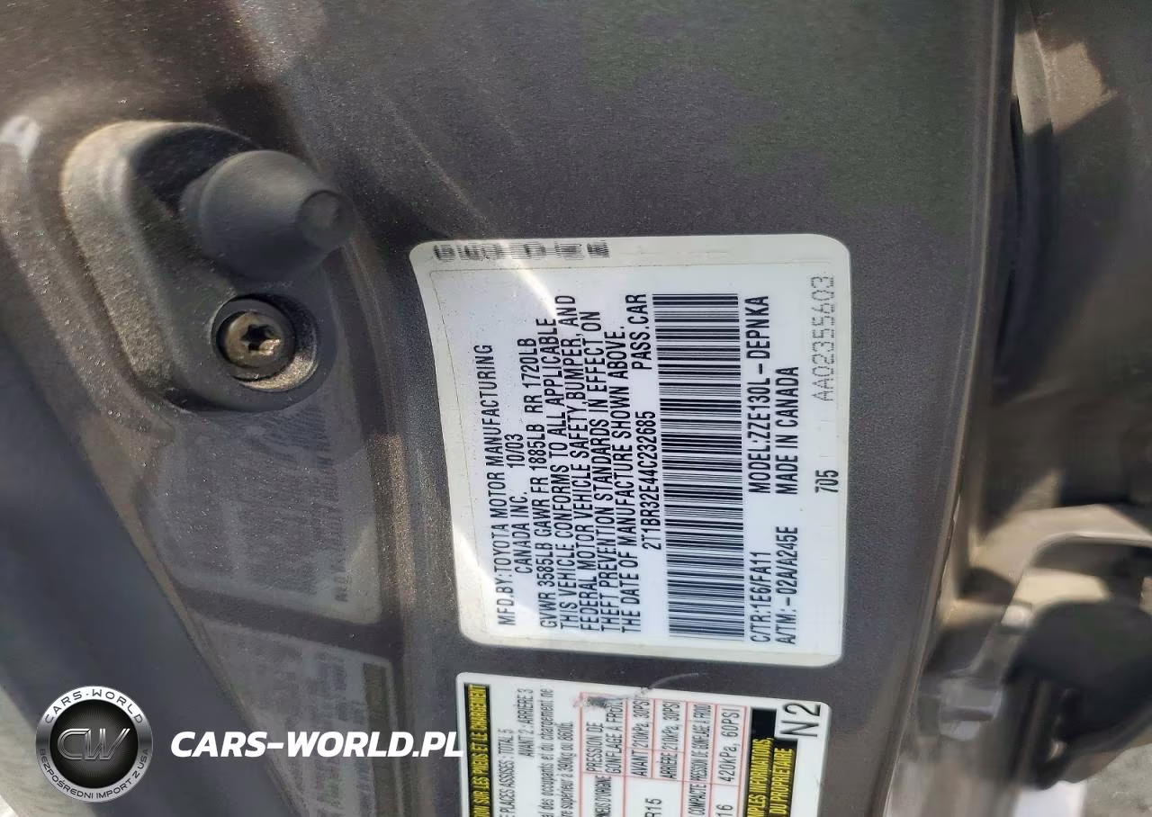 2004 Toyota Corolla Le VIN:2T1BR32E44C232685 - 12