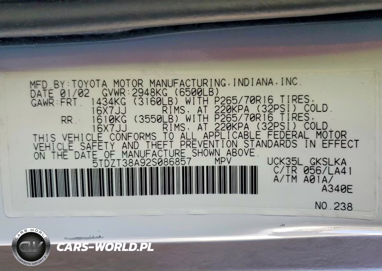 2002 Toyota Sequoia Limited VIN:5TDZT38A92S086857 - 14
