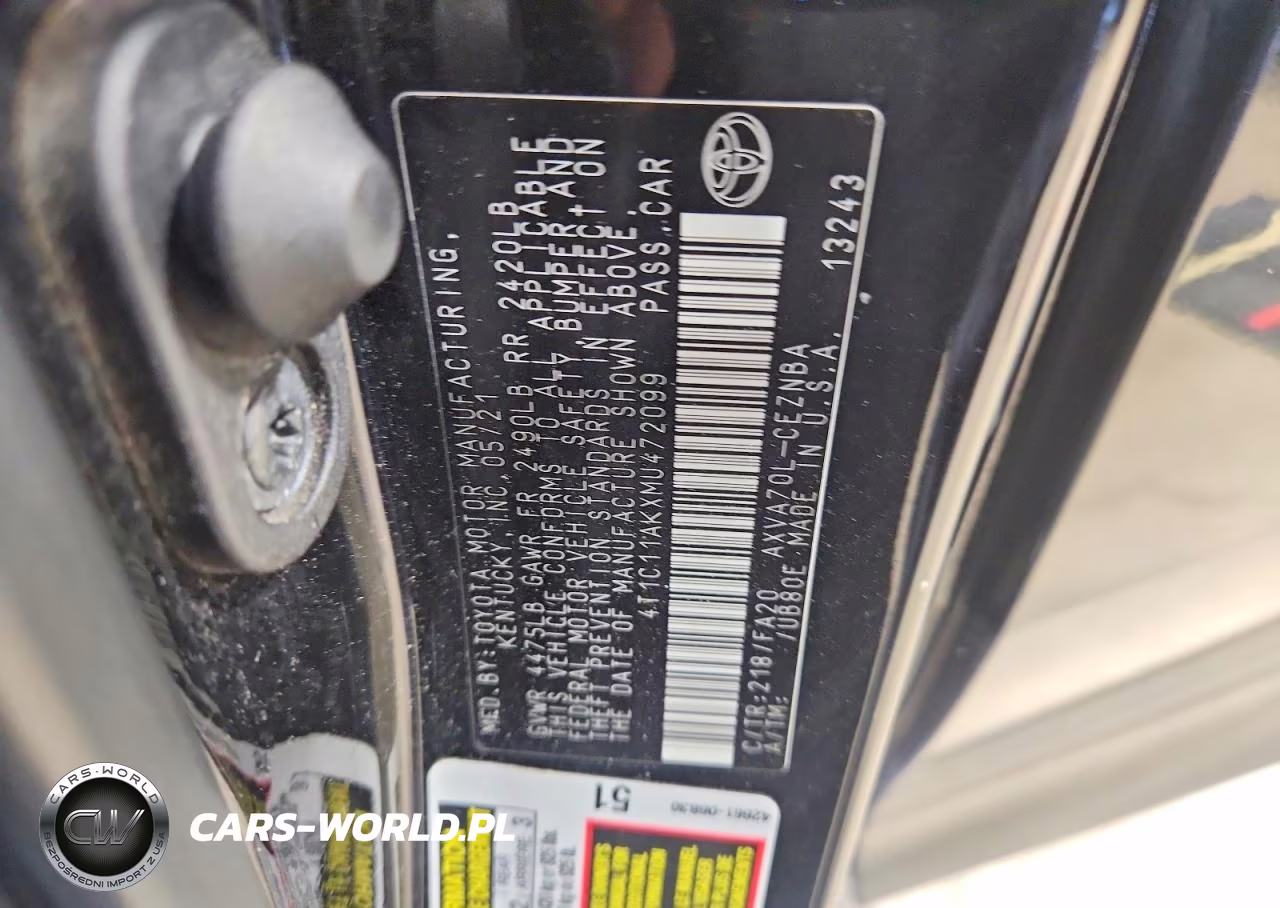 2021 Toyota Camry Le VIN:4T1C11AKXMU472099 - 12