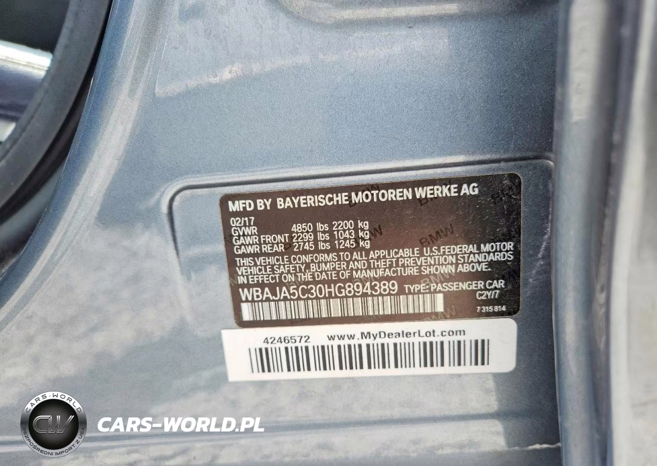 2017 BMW 530 I VIN:WBAJA5C30HG894389 - 12