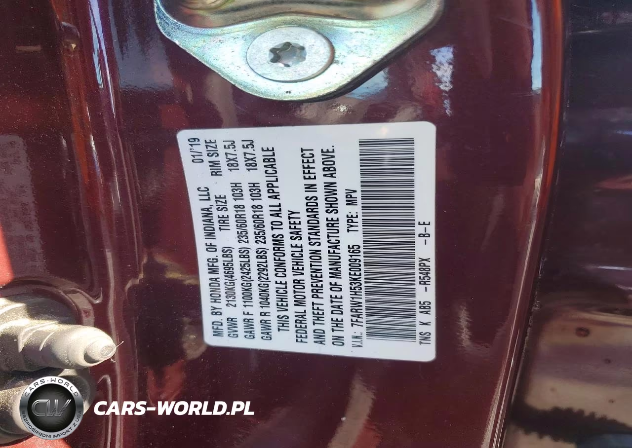 2019 Honda Cr-V Ex VIN:7FARW1H53KE009165 - 12