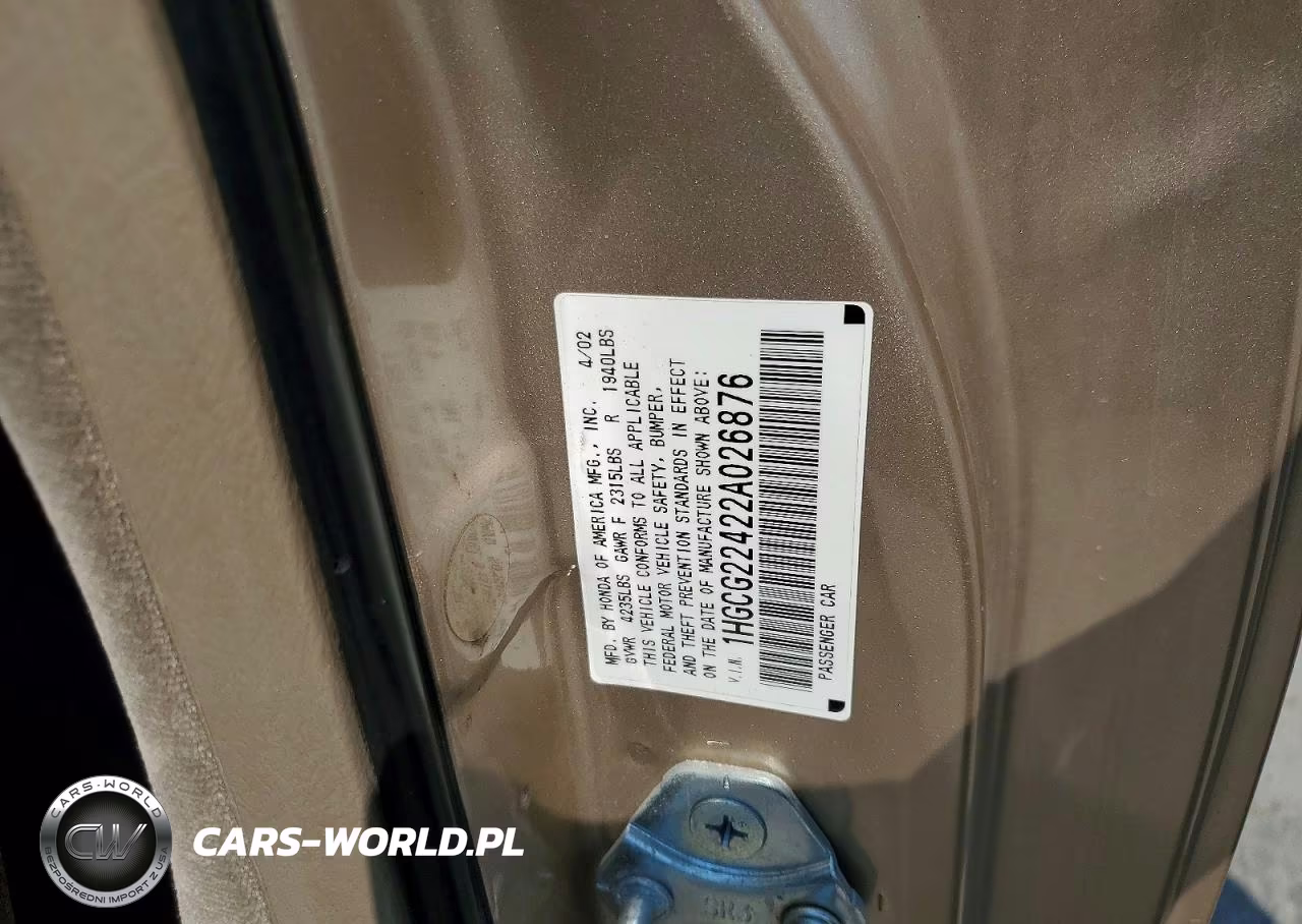 2002 Honda Accord Lx VIN:1HGCG22422A026876 - 12