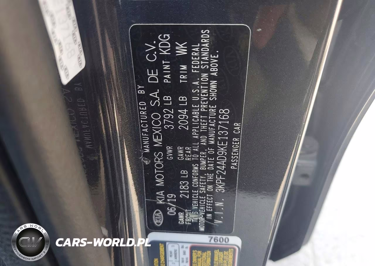 2019 Kia Forte Fe VIN:3KPF24AD9KE137168 - 12