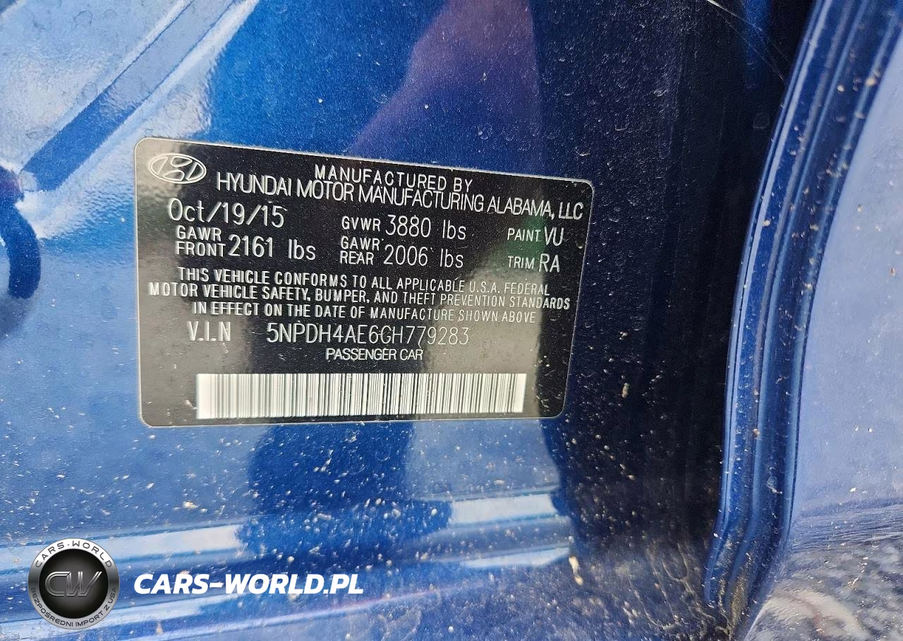 2016 Hyundai Elantra Se VIN:5NPDH4AE6GH779283 - 12