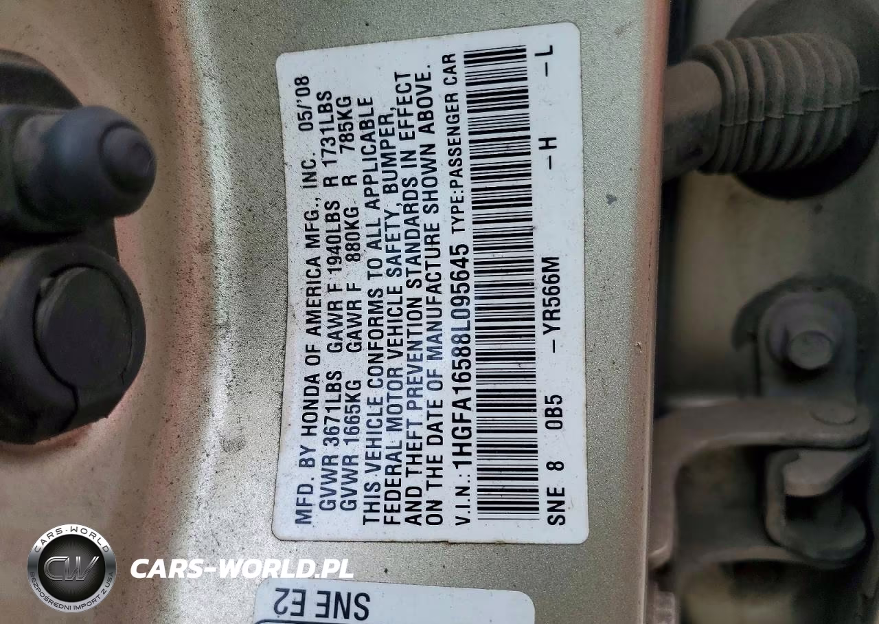 2008 Honda Civic Lx VIN:1HGFA16588L095645 - 12